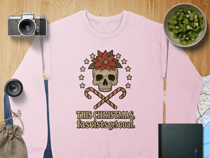 Fascists Get Coal Skull Sweater Christmas Sweatshirt