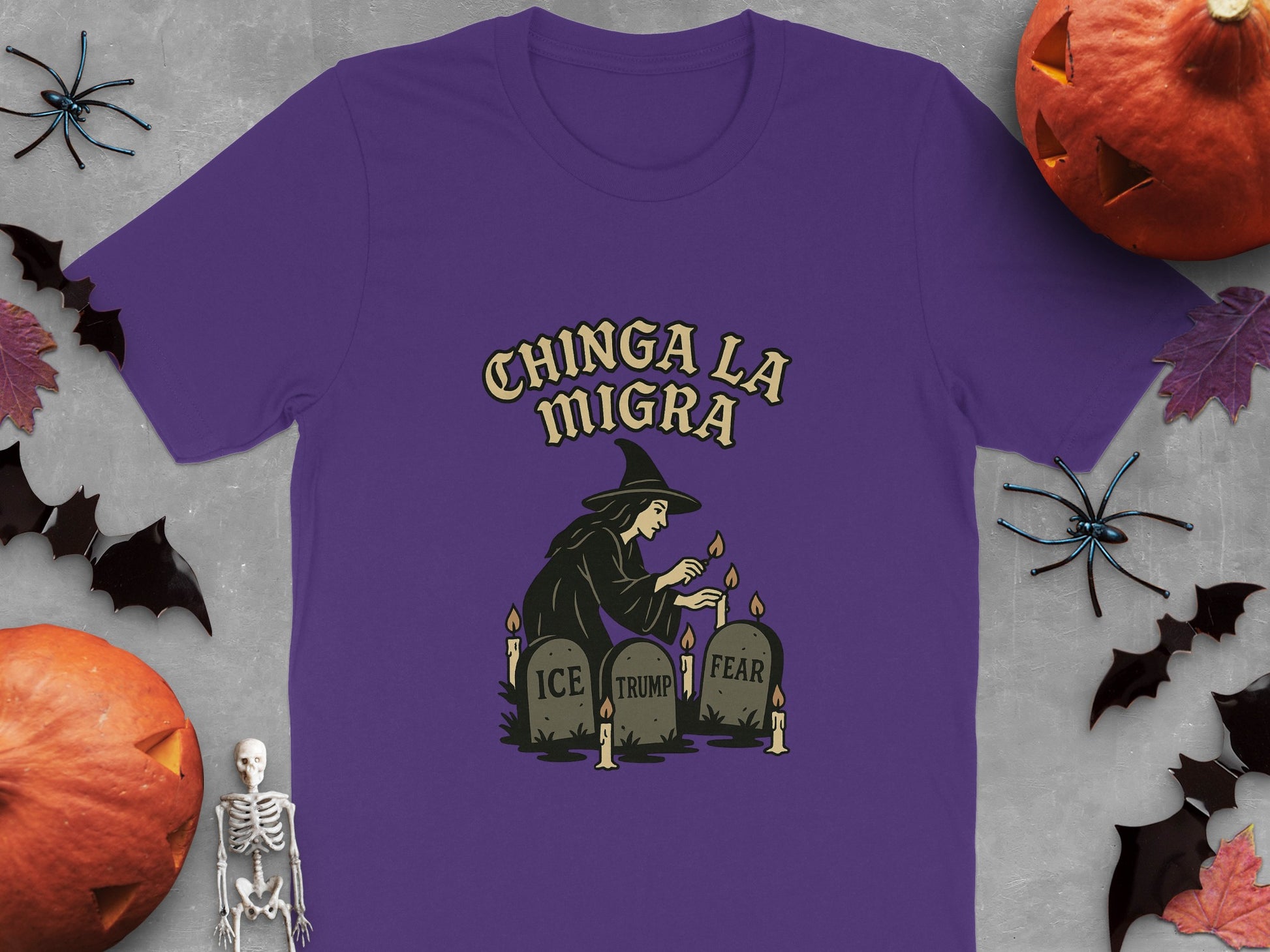 Halloween Witch Chinga La Migra Graphic T-Shirt product