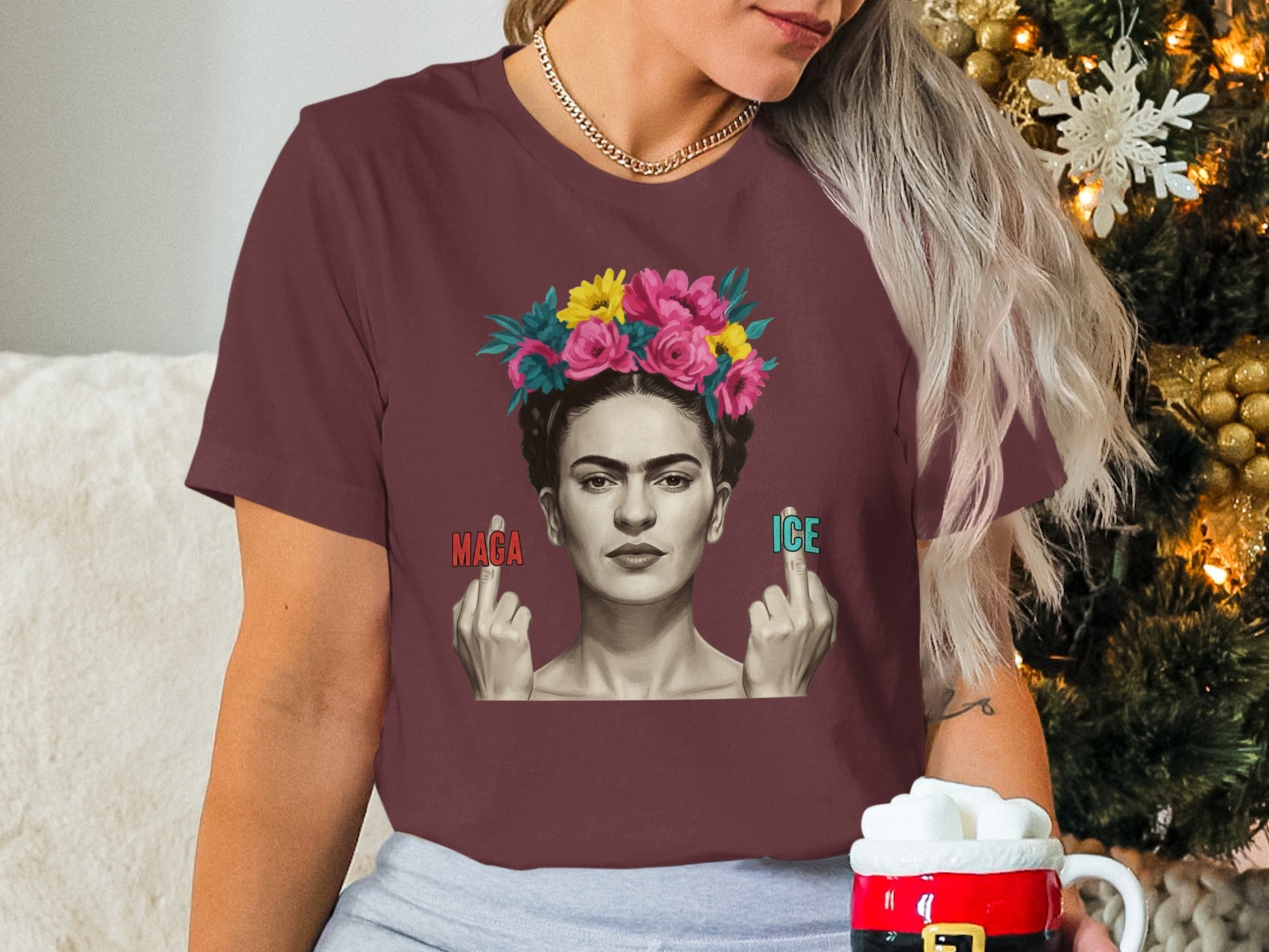 Floral Crown Middle Finger Art Graphic Women's Shirt