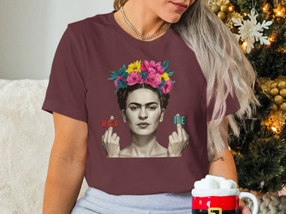Floral Crown Middle Finger Art Graphic Women's Shirt
