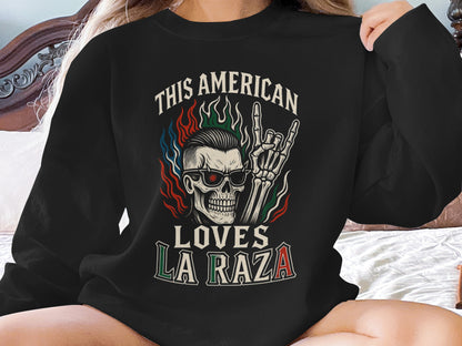 This American Loves La Raza Skull Graphic Shirt product type