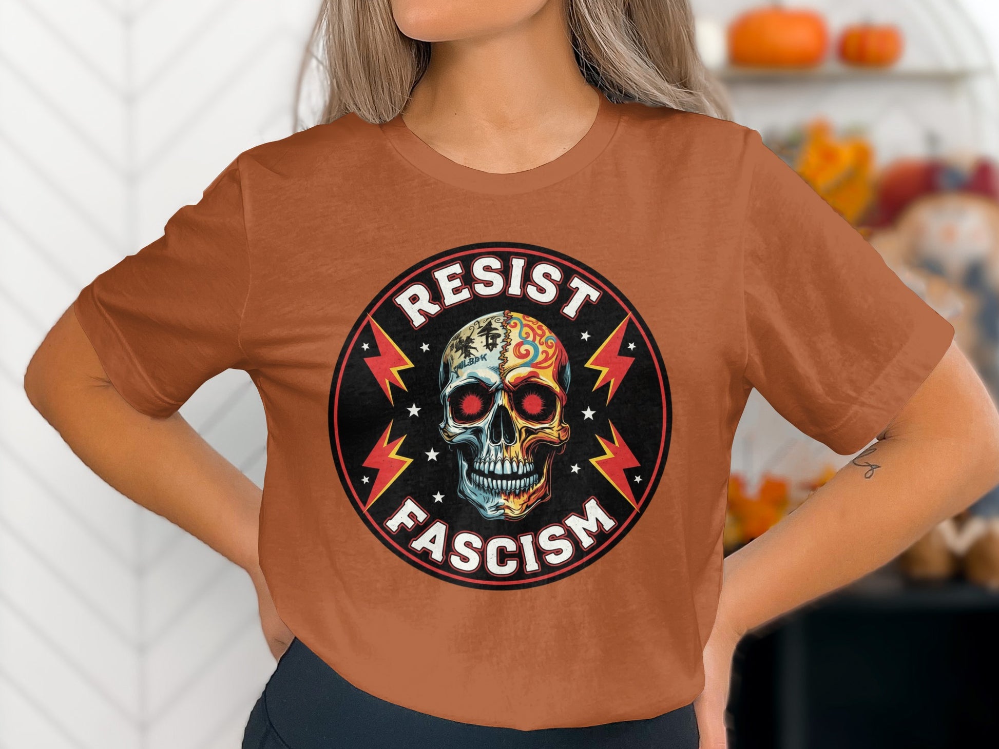 Resist Fascism Skull Graphic T-Shirt product type