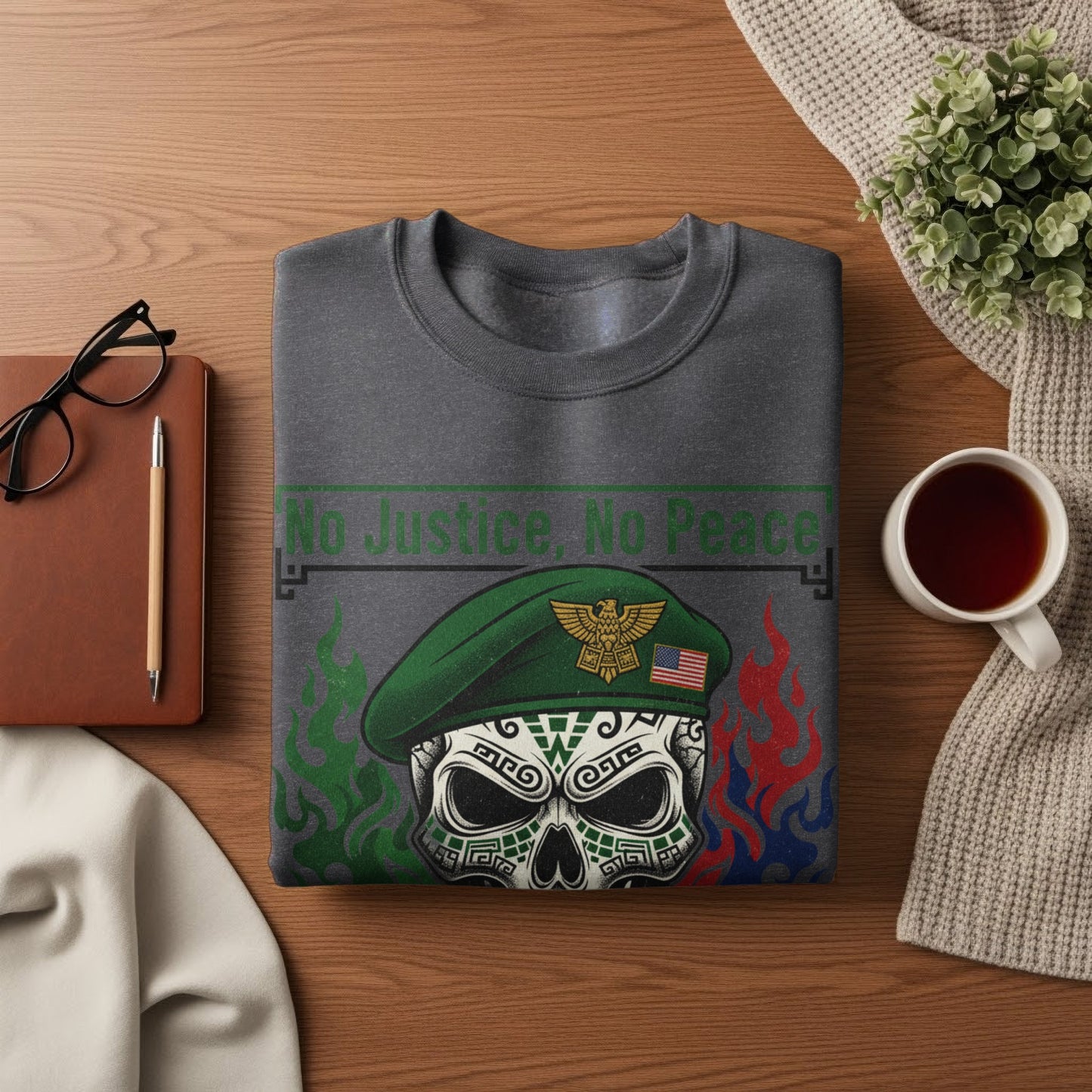 No Justice No Peace Skull Military Sweatshirt
