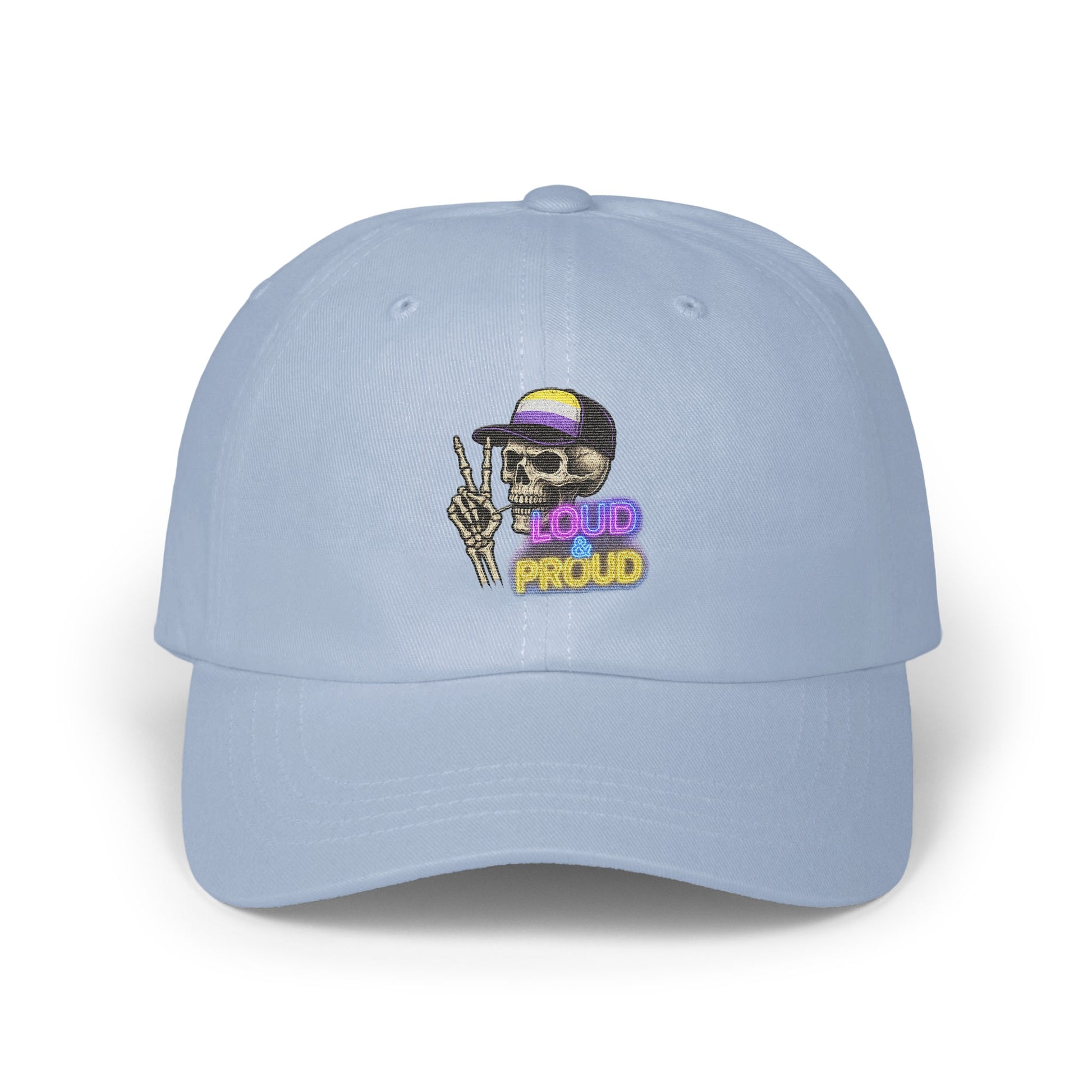 Loud Proud Skull Embroidery Light Blue Baseball Cap Product