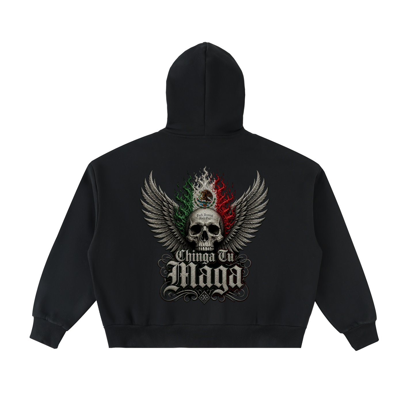 Chinga tu Maga Fleeced Full-Zip Boxy Hoodie