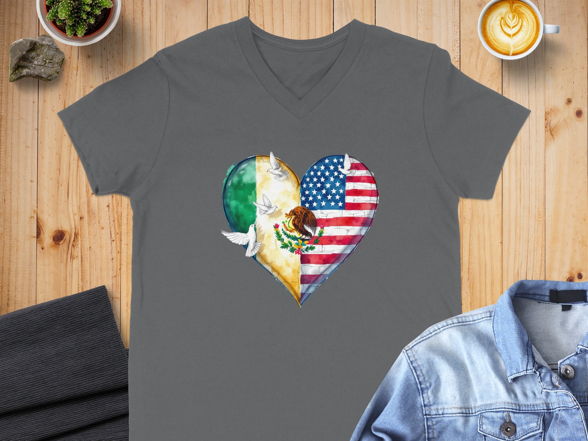Heart Merging Flags Design T-Shirt product type