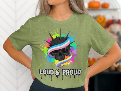 Loud and Proud Colorful Skull Graphic T-shirt product type