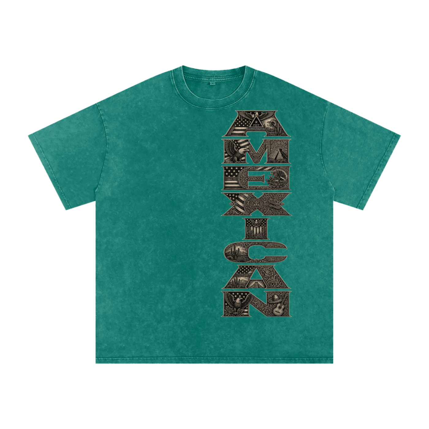 Amexican Pride Subtle FDT Design Snow Washed Oversized Cotton T-Shirt