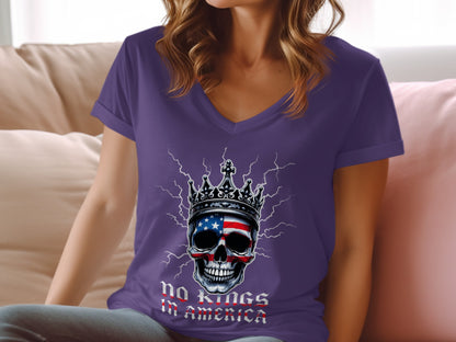 No Kings in America Patriotic Skull Shirt