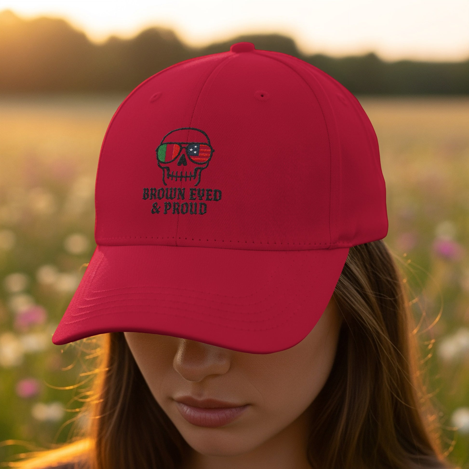 Brown Eyed Proud Skull Embroidered Hat product type