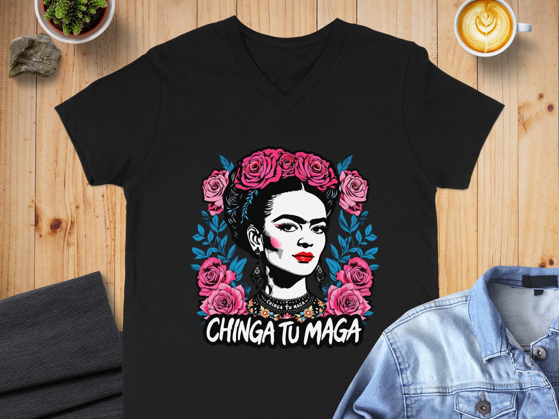 Chinga Tu Maga Graphic V-Neck Shirt for Casual Style
