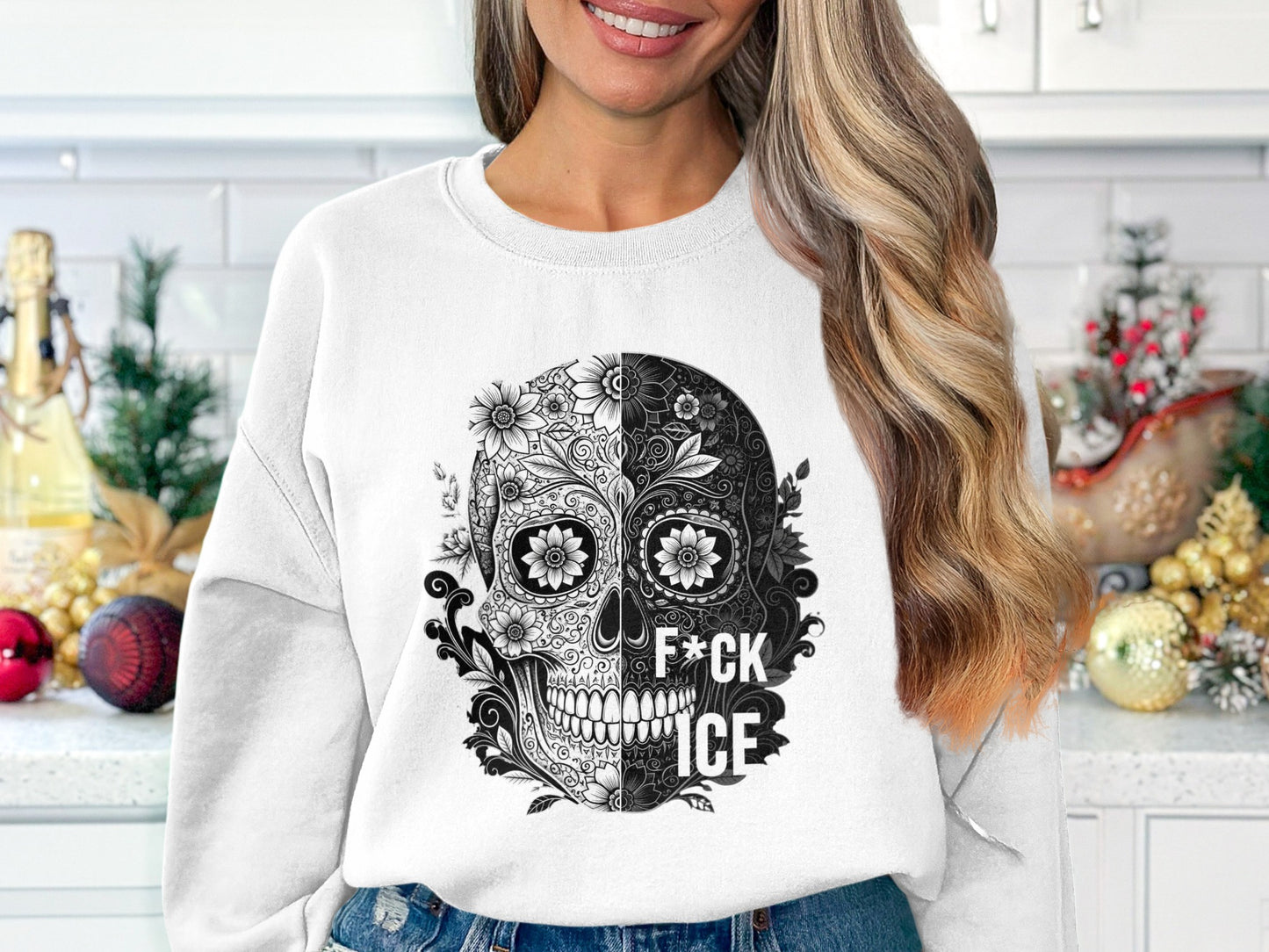 Skull and Floral Design F*CK ICE Statement Sweatshirt product