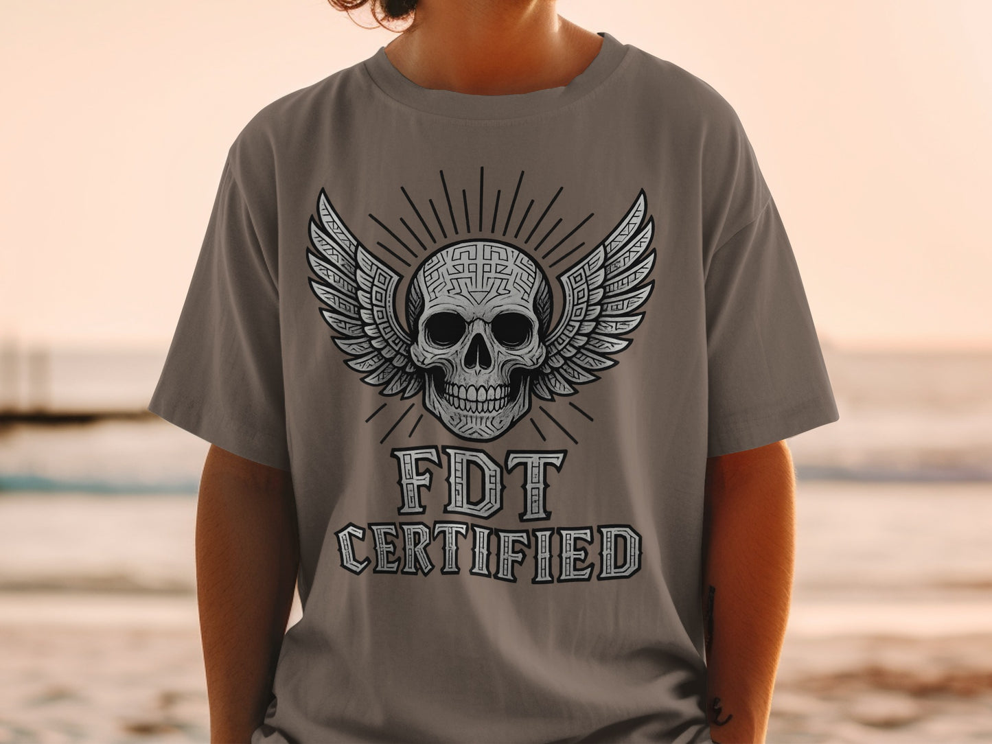 FDT Certified Skull with Wings Graphic Shirt