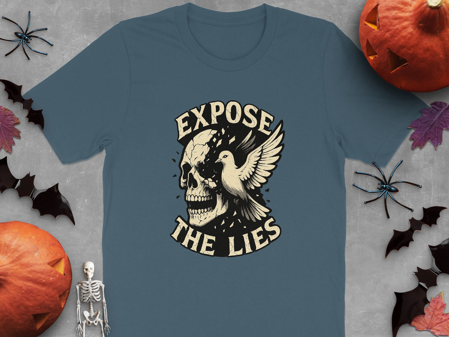 Expose The Lies Skull with Dove Graphic T-shirt product