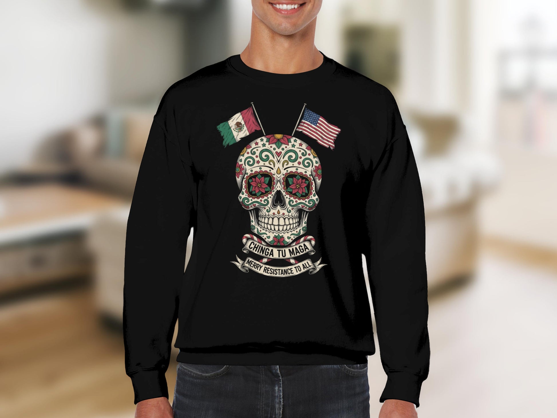 Sugar Skull Chinga Tu Maga Fight Resistance Sweater