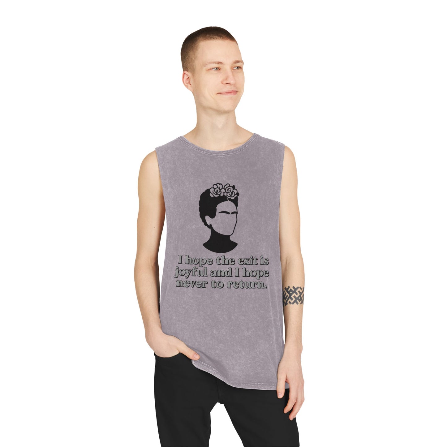 Unisex Stonewash Tank Top - Inspirational Quote Tee, Frida Kahlo Inspired Apparel, Summer Shirt, Boho Fashion, Gift for Art Lovers