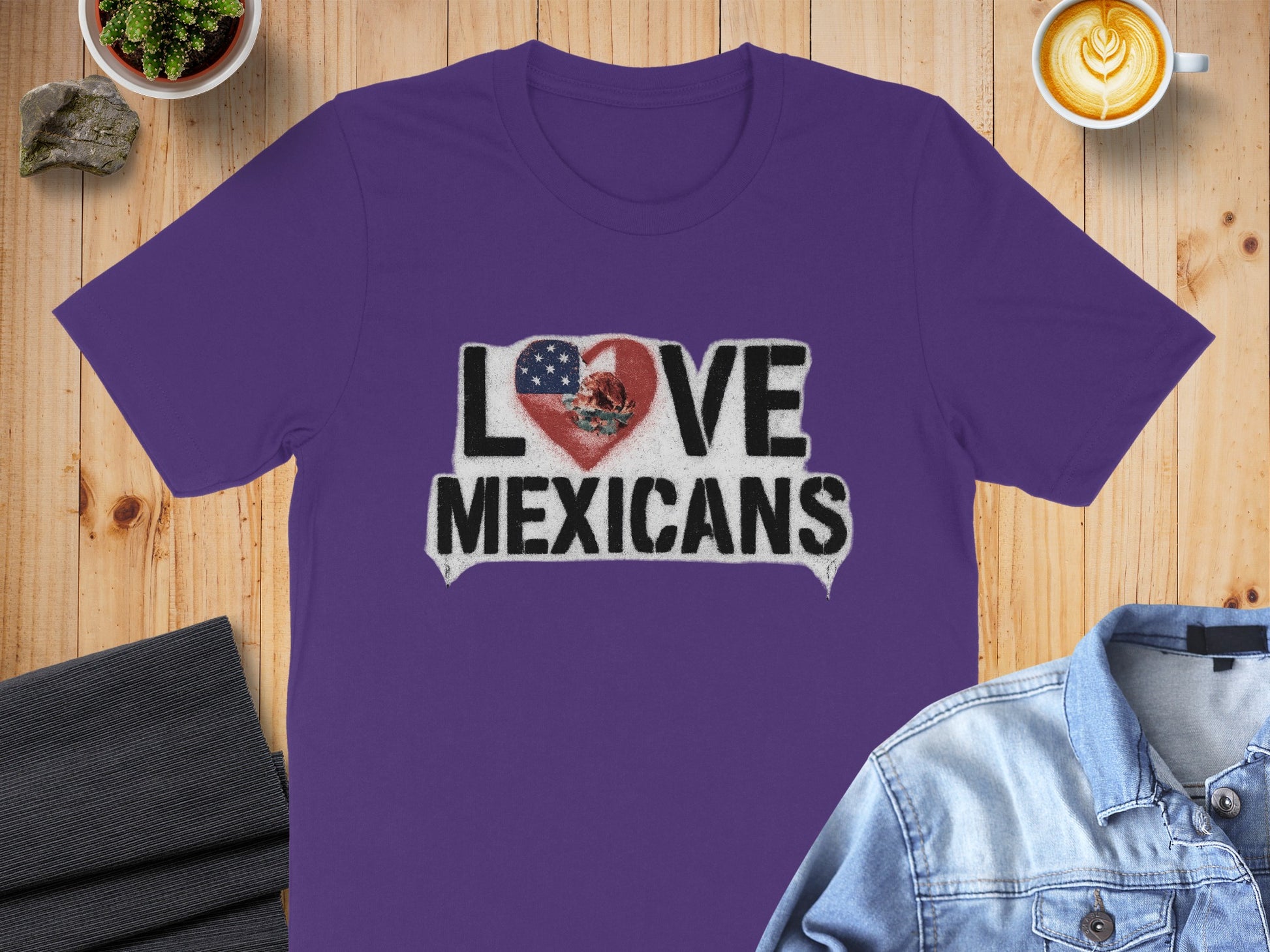 Love Mexicans Graphic Tee Purple T-Shirt Product Type