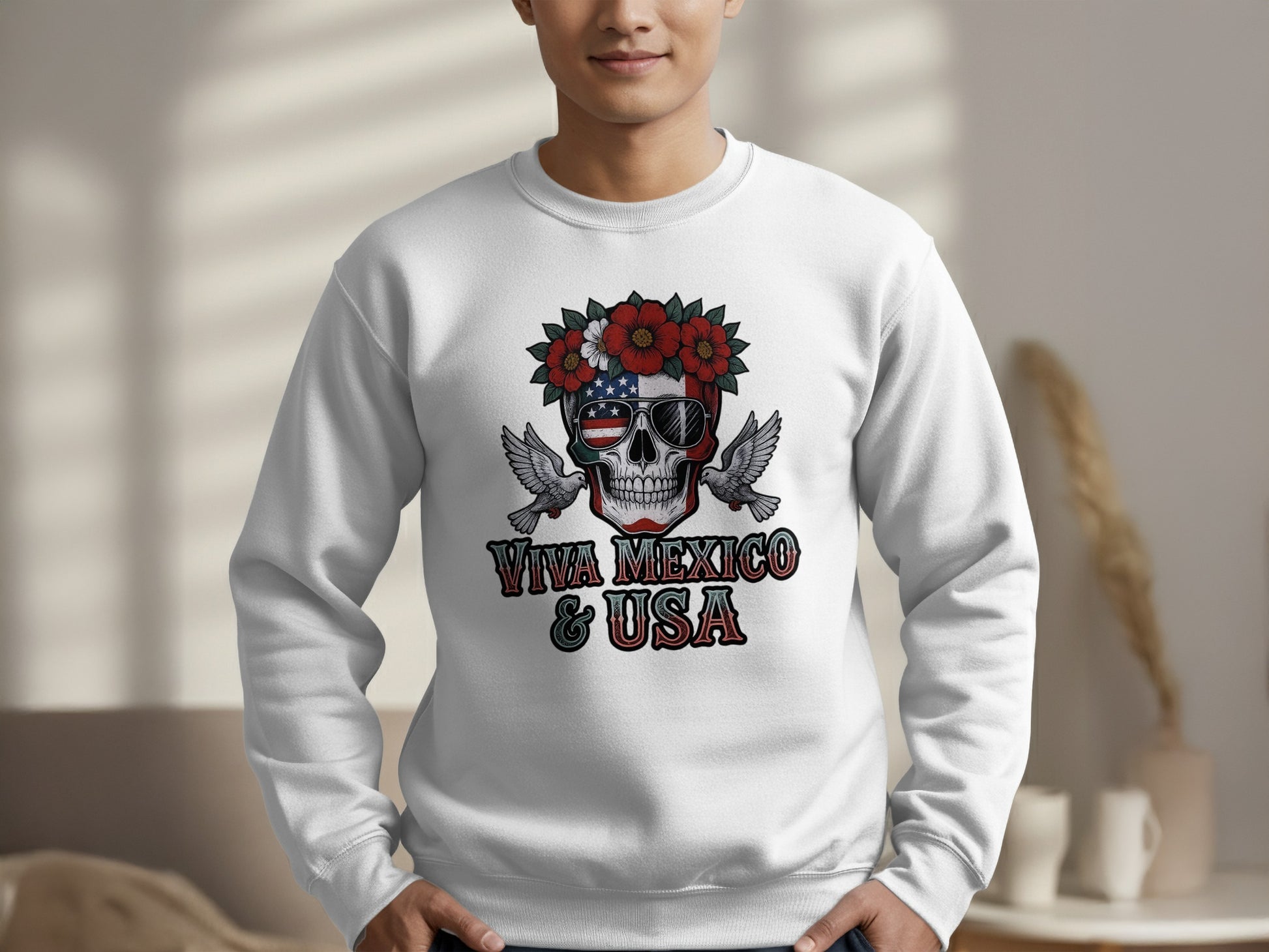 Viva Mexico & USA Skull Design Sweatshirt product