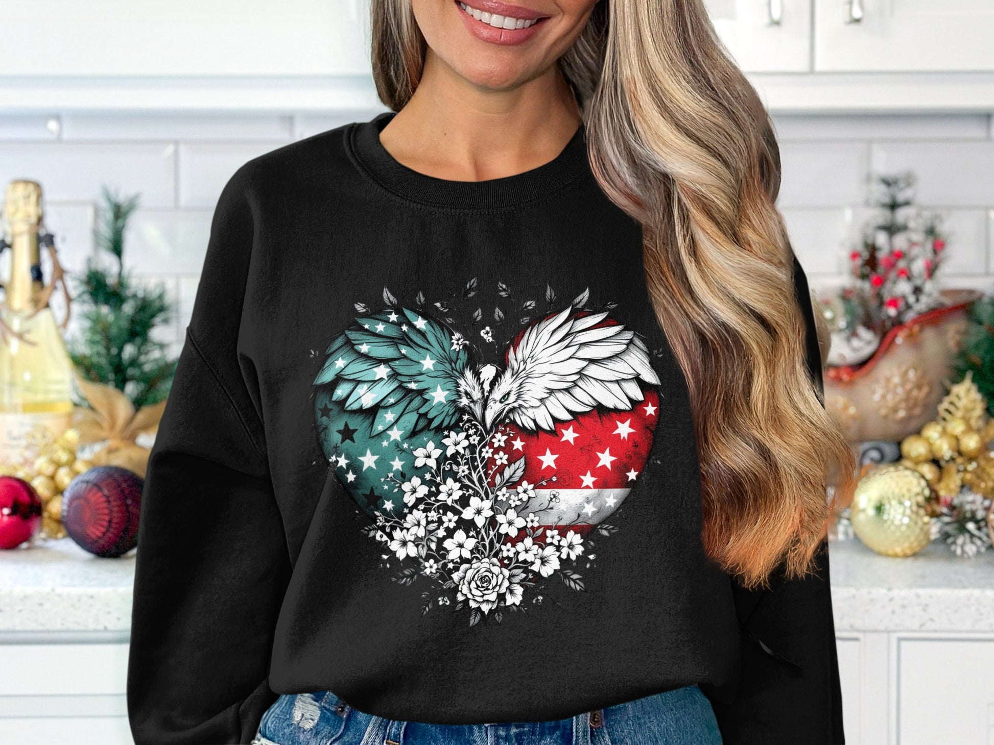 Heart Wings American Flag Design Sweatshirt product