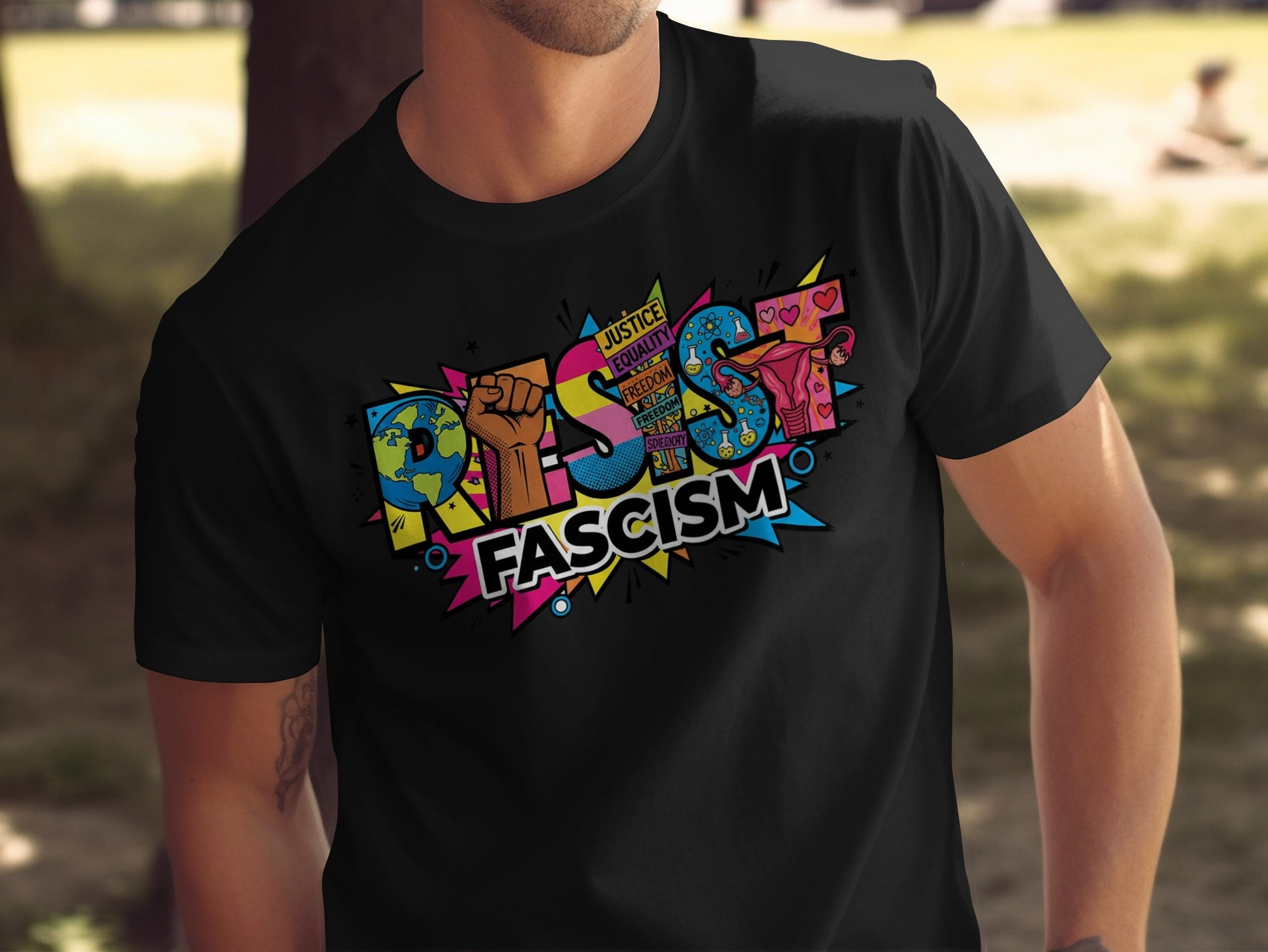 Resist Fascism Graphic T-Shirt Bold Statement Product