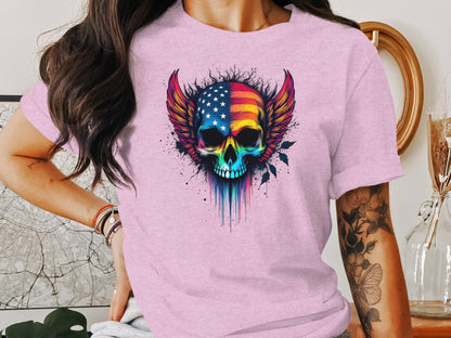 Colorful Skull and Wings Graphic T-shirt product