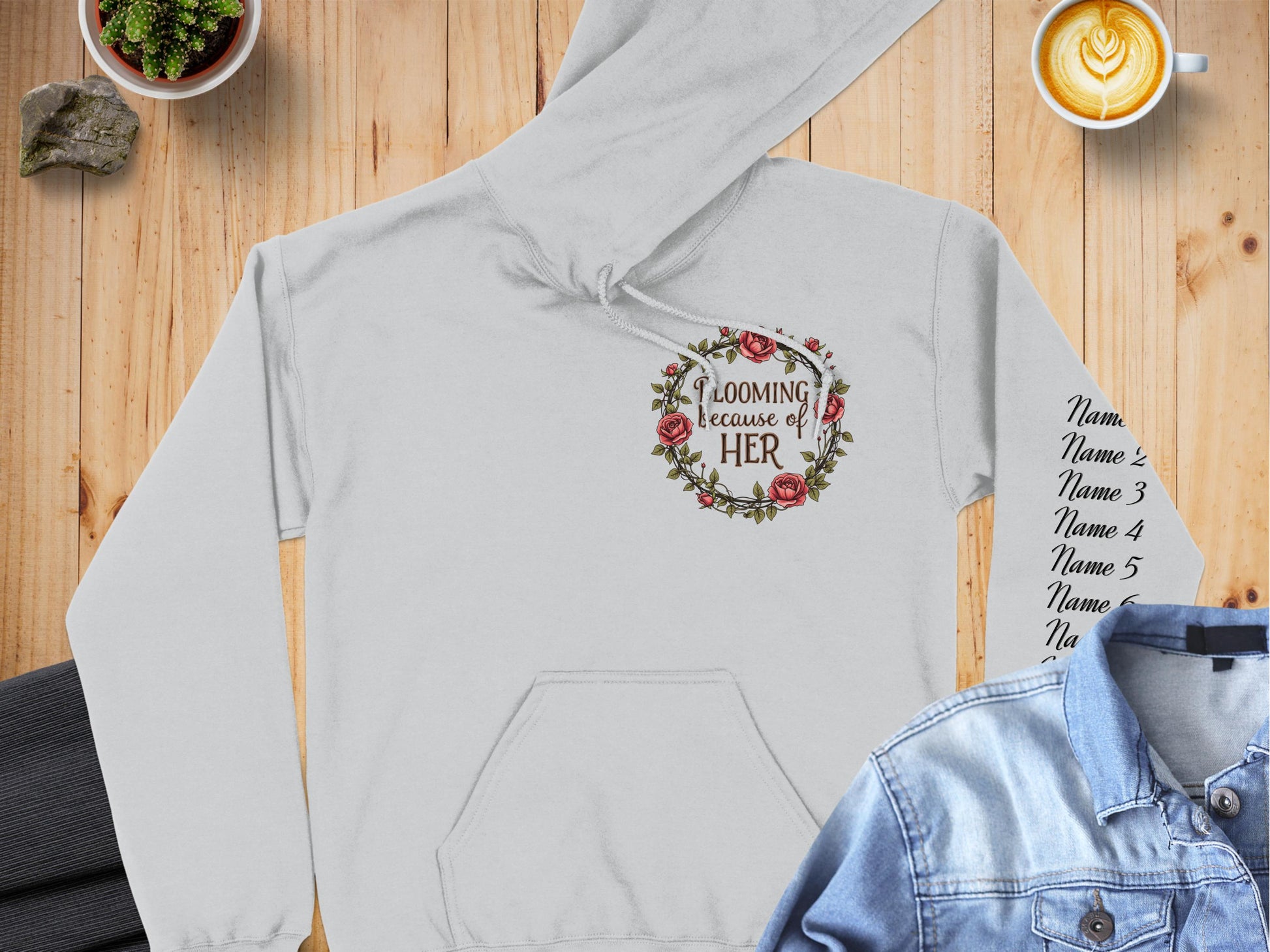 Blooming Because of Her Flower Design Hoodie