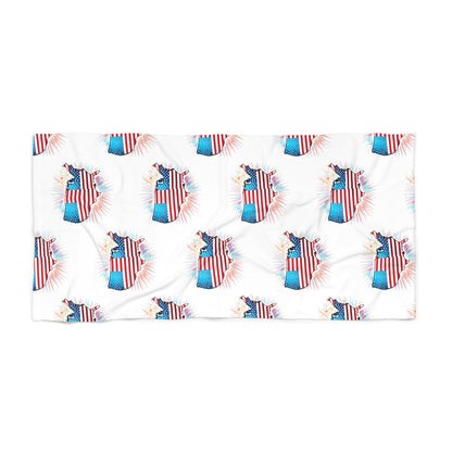 4th of JULY Beach Towel Patriotic Beach Towel, Fun 4th of July Accessory, Summer Essential, Poolside Must-Have, Memorial Day Gift, USA Flag Design