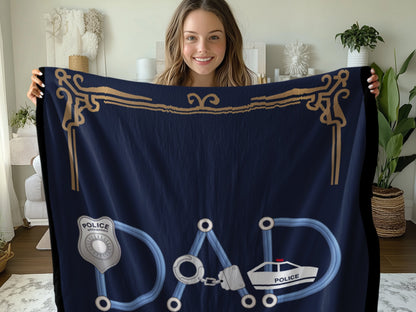 Unique Dad Police Badge and Car Design Blanket product