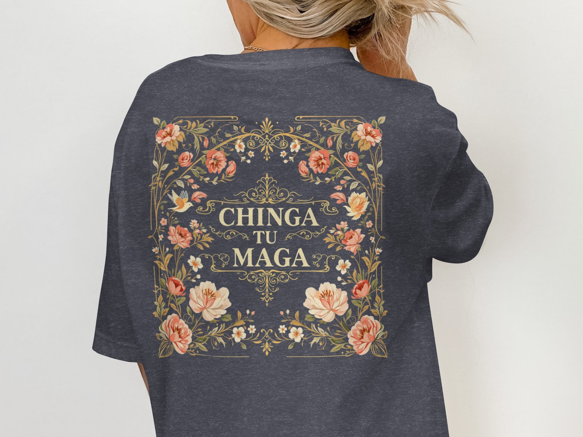 Floral Graphic Chinga Tu Maga T-shirt