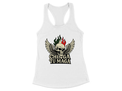 Chinga Tu Maga Skull Winged Design Tank Top