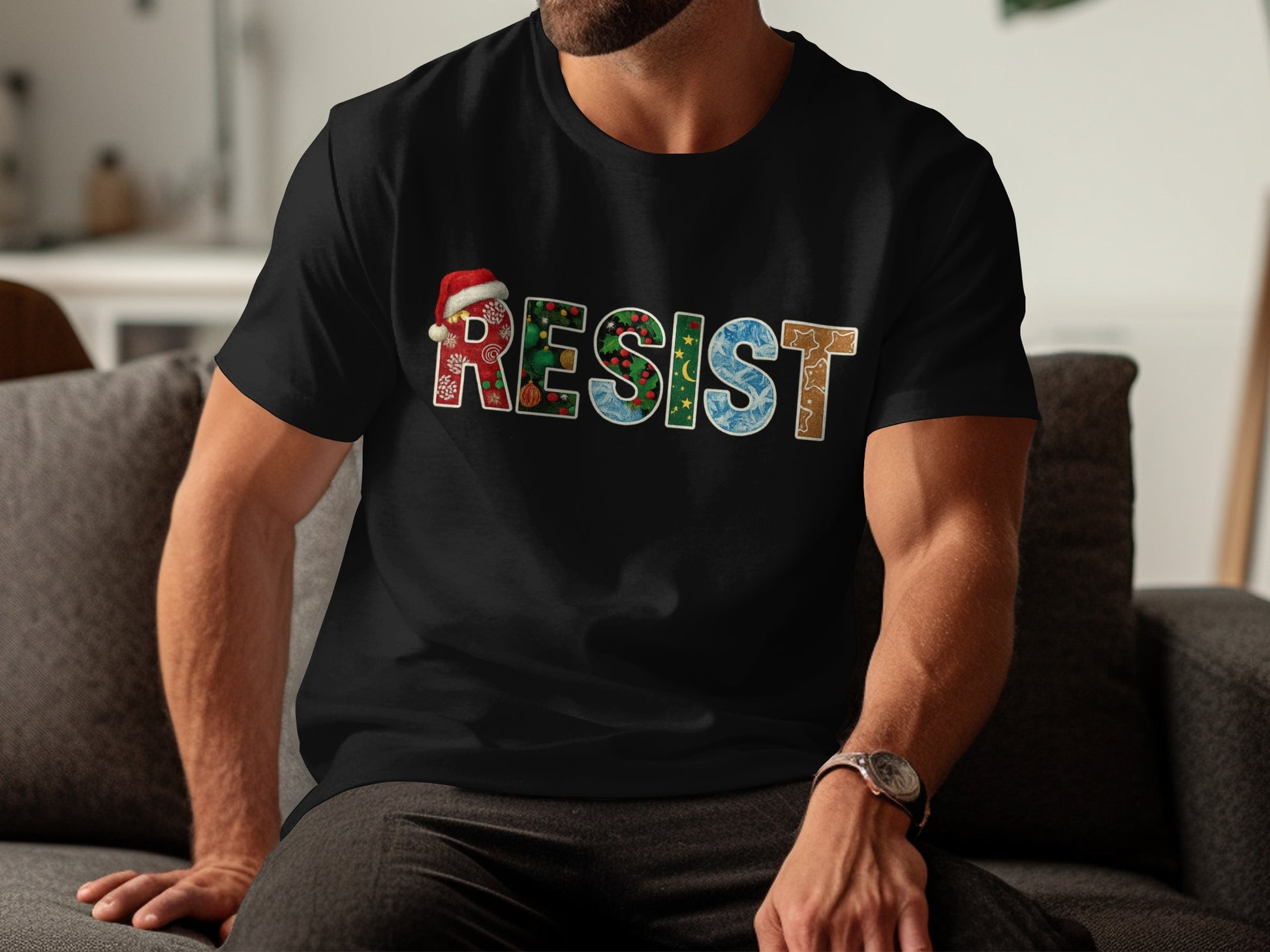 Christmas Themed Resist Graphic T-Shirt Product