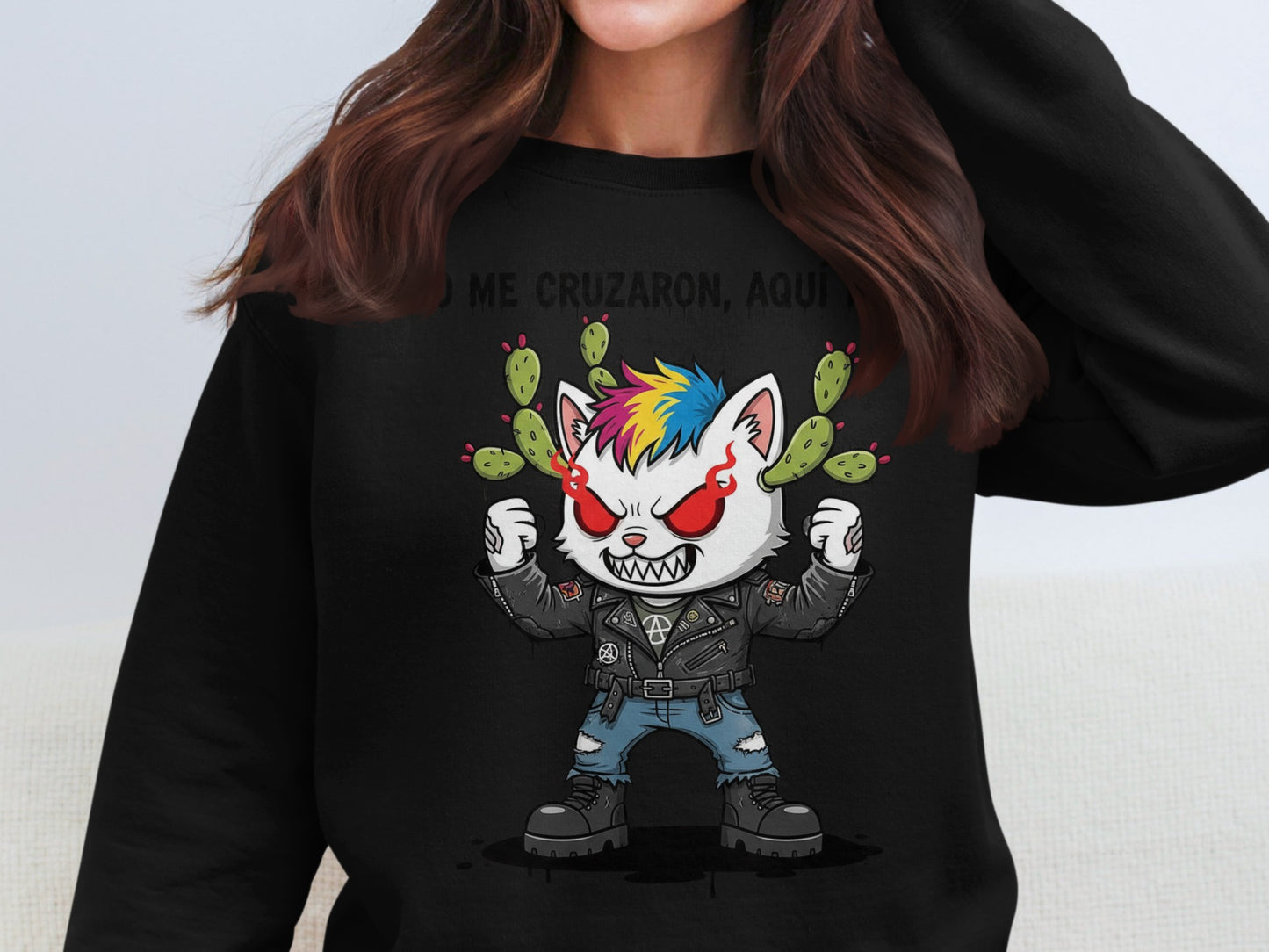 Fierce Rainbow Cat with Cactus Streetwear Sweatshirt product