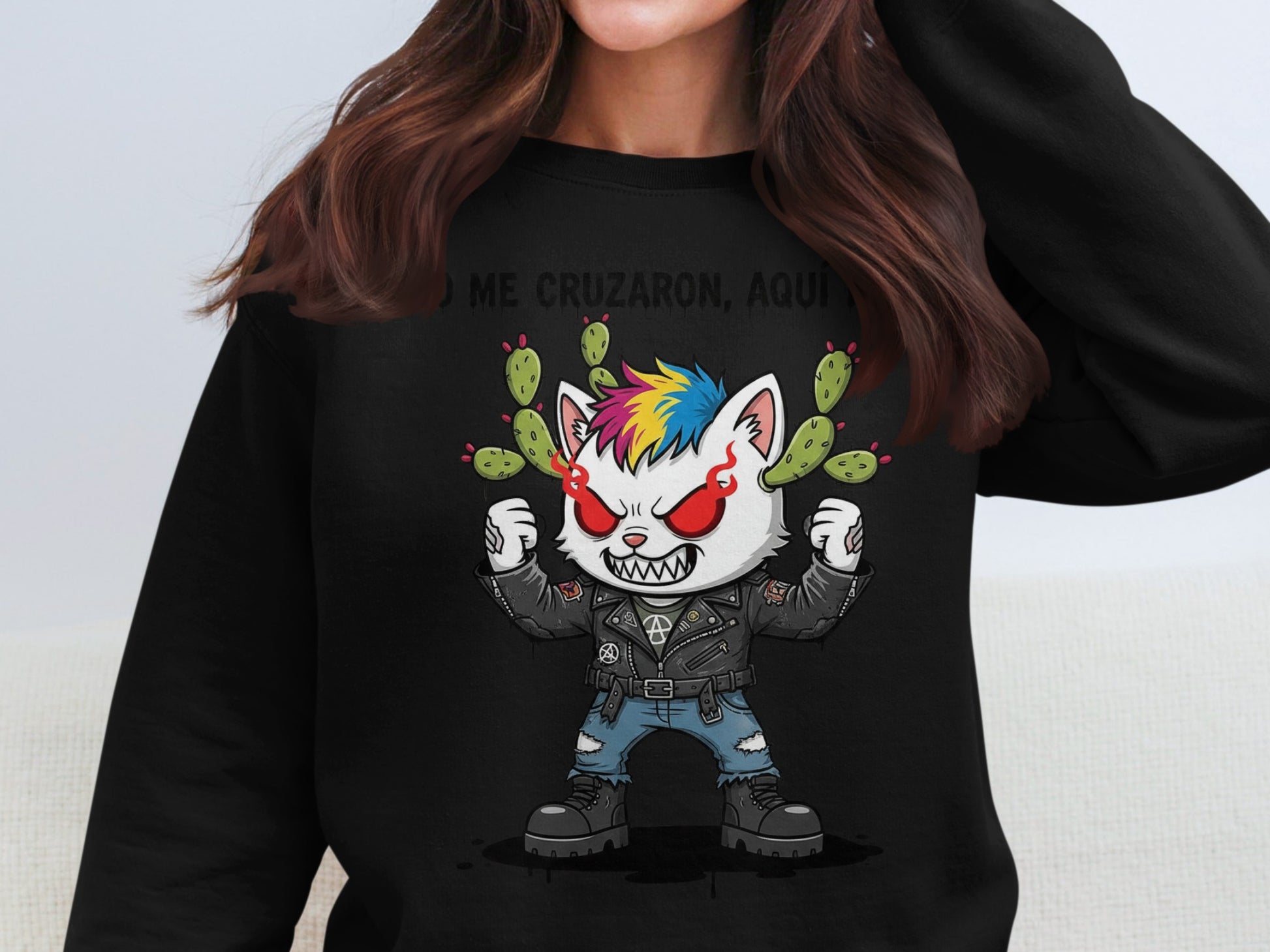 Fierce Rainbow Cat with Cactus Streetwear Sweatshirt product