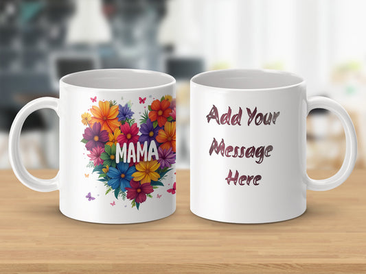 Vibrant Flower Design MAMA Mug Customizable Product