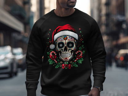 Sugar Skull Santa Christmas Hoodie Festive Sweatshirt