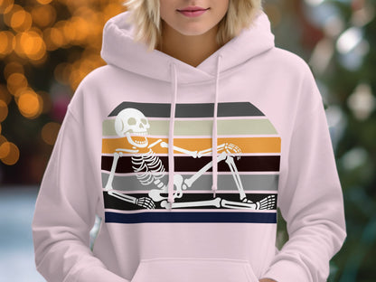 Retro Stripe Skeleton Design Unisex Hoodie product