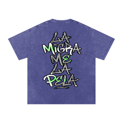 La migra me la pela Snow Washed Oversized Cotton T-Shirt