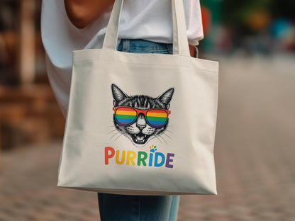 Colorful Cat Purride Tote Bag with Sunglass Design product type