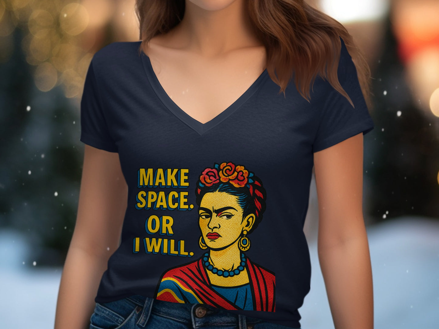Make Space Or I Will Graphic Print V-Neck product