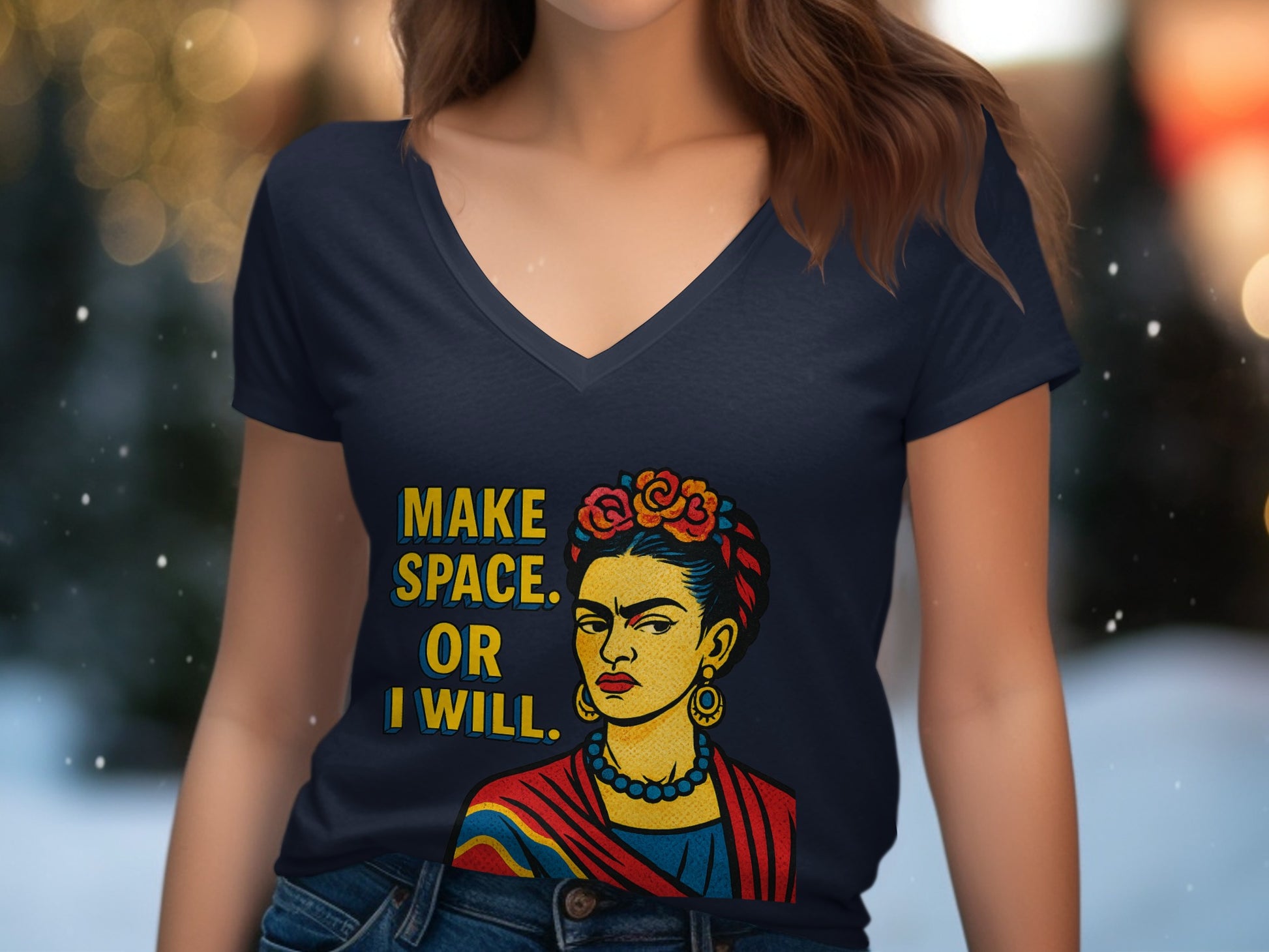 Make Space Or I Will Graphic Print V-Neck product