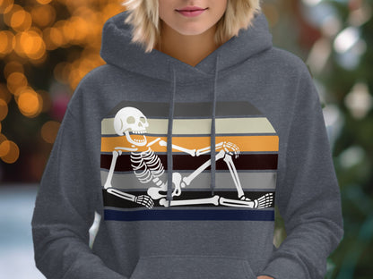 Retro Skeleton Graphic Hoodie Casual Wear Product