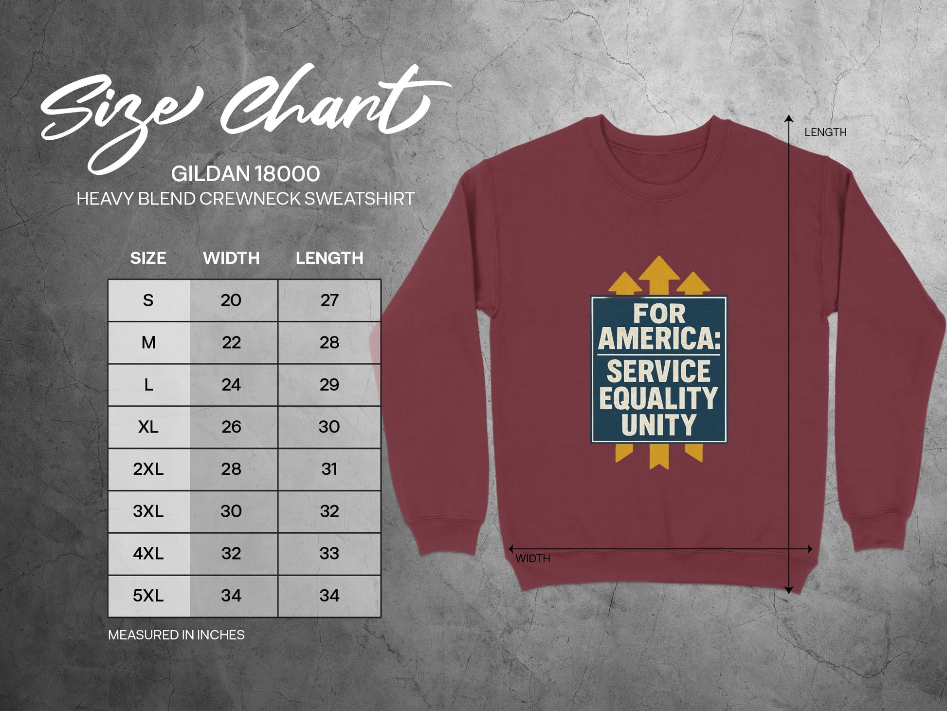For America Service Equality Unity Crewneck Sweatshirt
