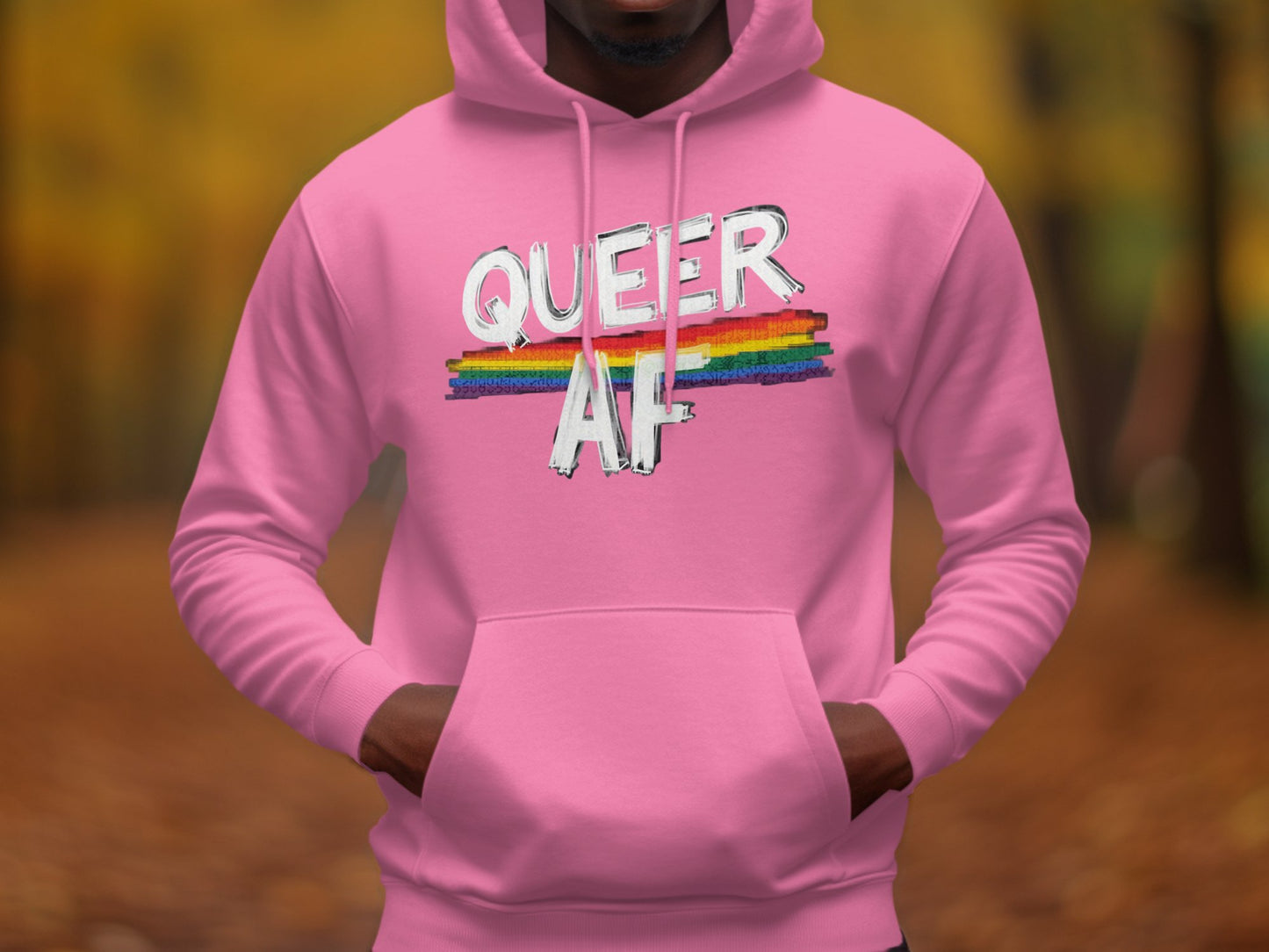 Queer AF Rainbow Stripes Graphic Hoodie product