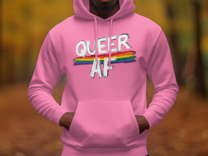 Queer AF Rainbow Stripes Graphic Hoodie product