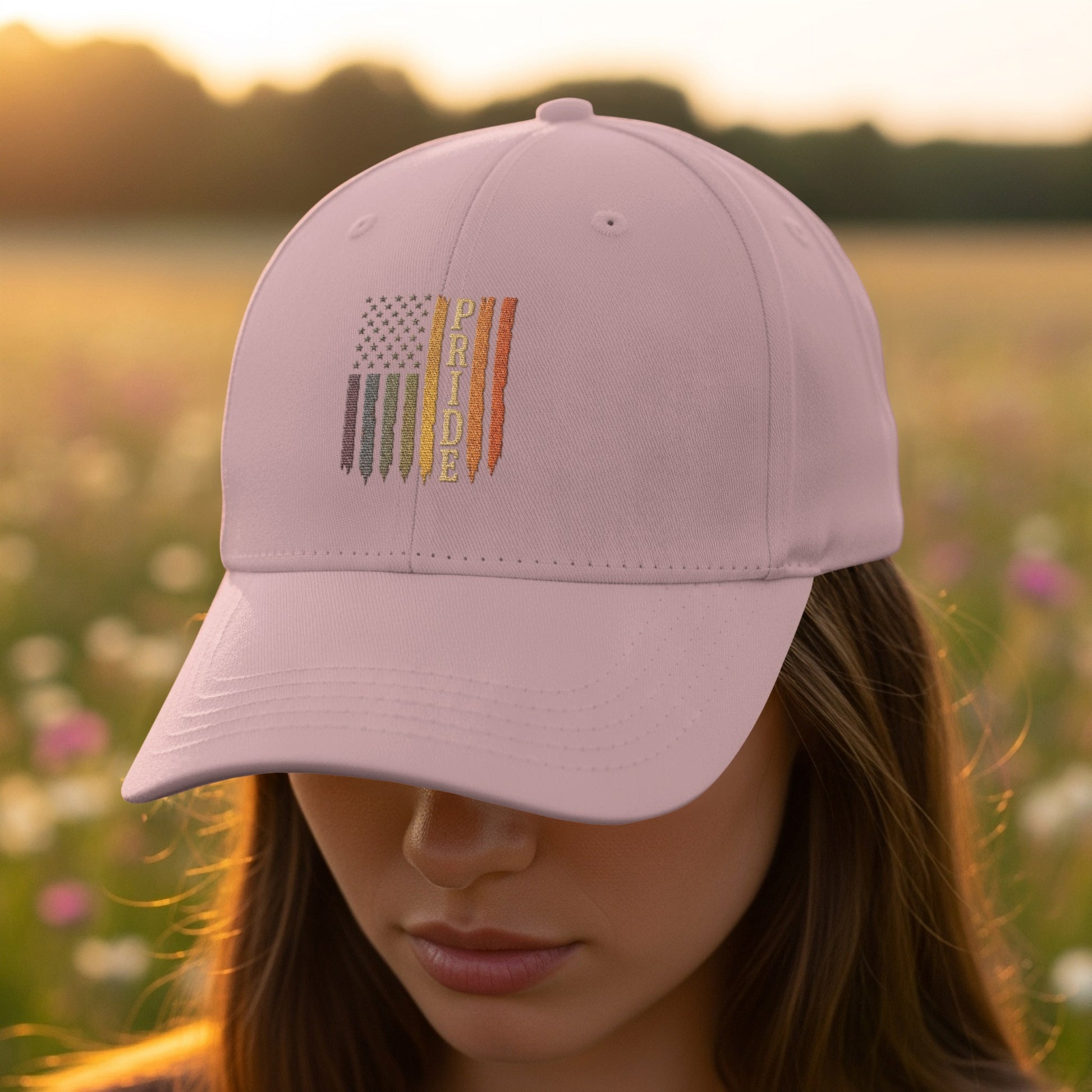 Pride USA Flag Pastel Pink Adjustable Hat product