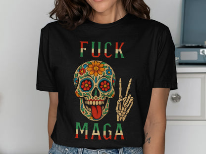 Fuck MAGA Skull and Peace Sign Graphic Shirt product