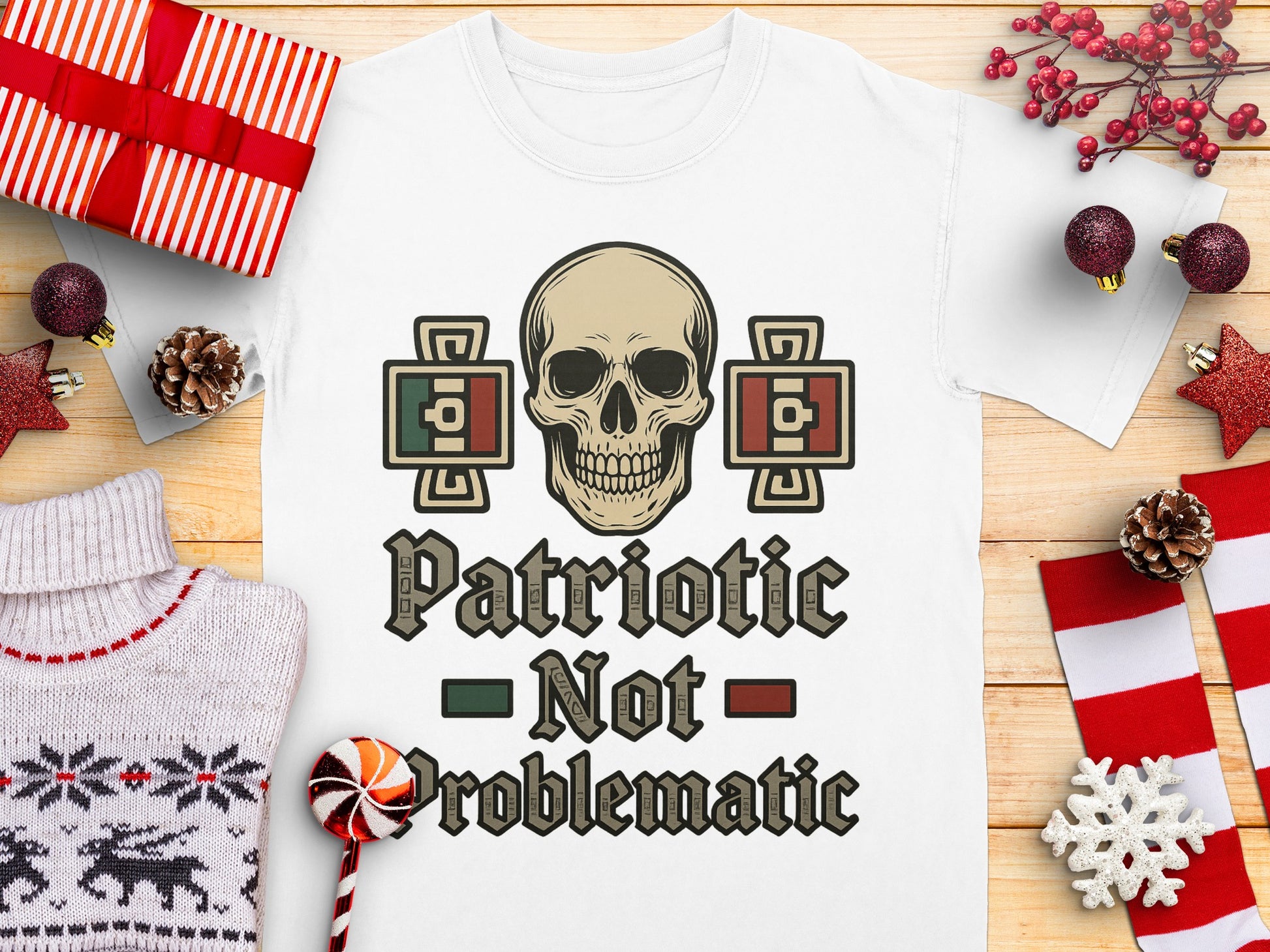 Patriotic Not Problematic Graphic Skull Shirt