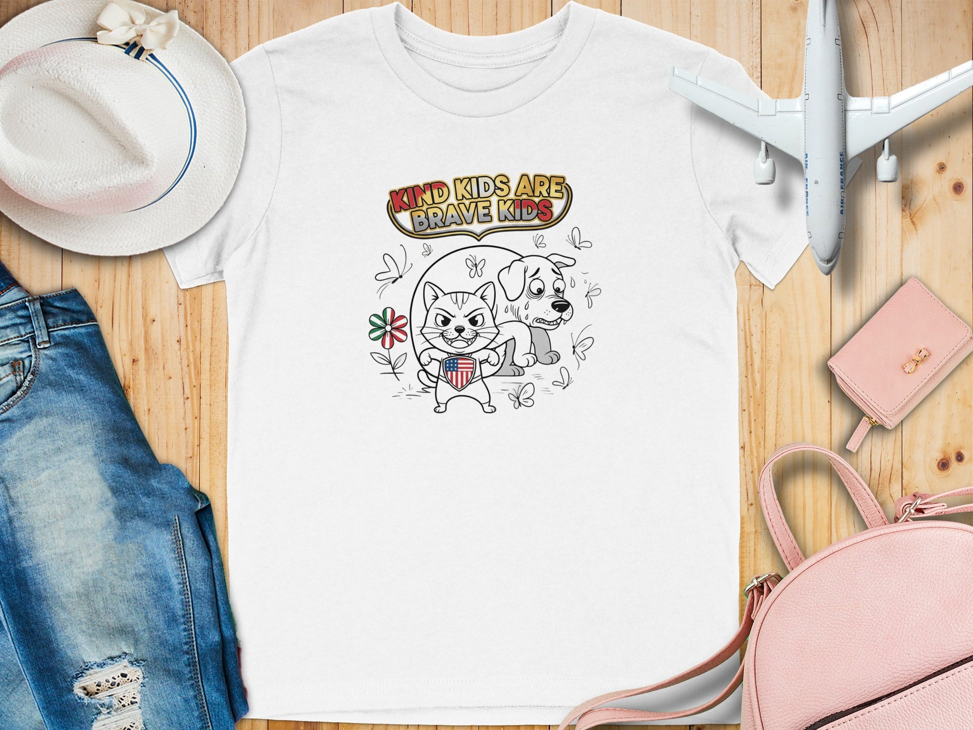 Kind Kids Are Brave Kids Cat and Dog T-Shirt