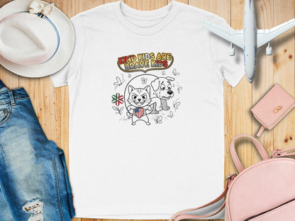 Kind Kids Are Brave Kids Cat and Dog T-Shirt