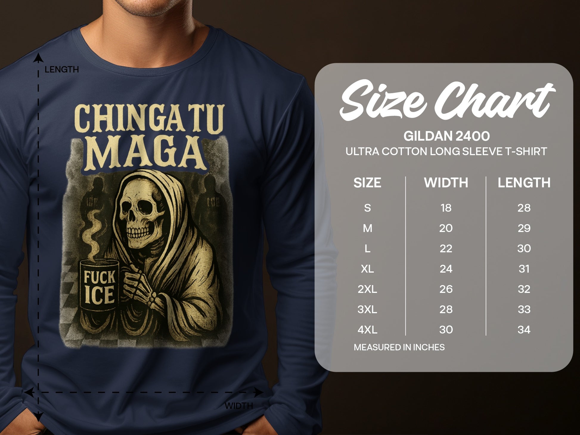 Chinga Tu Maga Fuck ICE Skeleton Long Sleeve T-Shirt